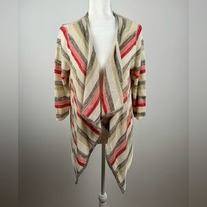 Torrid Open Front Waterfall Cardigan Size 0 (12-L) Beige Striped